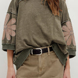 Mineral Wash Flower Patch Oversized Top