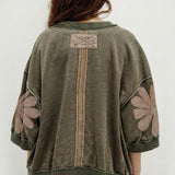 Mineral Wash Flower Patch Oversized Top