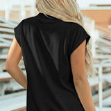 Black High Neck Cap Sleeve Top