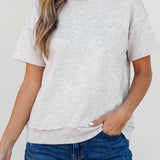 Light Grey Exposed Seam Mock Neck Tee
