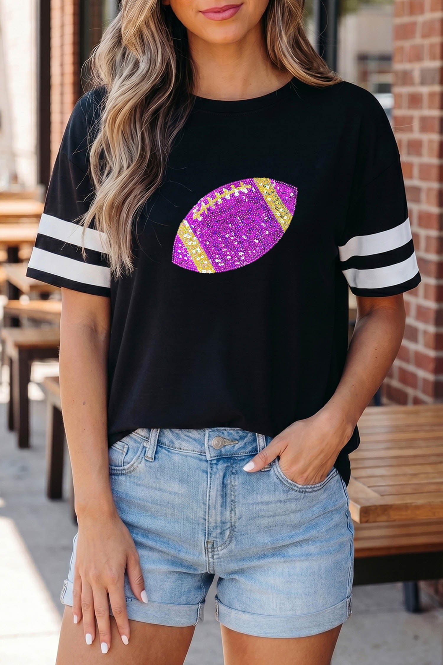 Glitter Game Day Football Tee