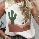 Western Oasis Cactus Sweater Vest