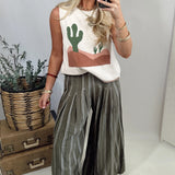 Multicolour Cactus Western Oasis Loose Sweater Vest