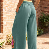 Wildflower Patchwork Wide Leg Pants — Sea Green