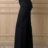 Black 2-Button High Waist Wide Leg Jeans