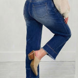 Sky Blue Chic Seam Detail Raw Hem Ankle Length Jeans
