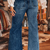 Sail Blue Acid Wash Flare Jeans