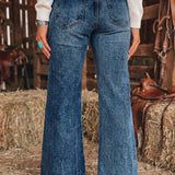 Sail Blue Acid Wash Flare Jeans