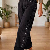 Black Studded Straight Leg Jeans