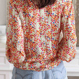 Multicolor Boho Floral Print Button Front Shirt