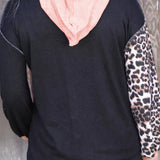 Black Leopard Patchwork Buttoned Hooded Shirt