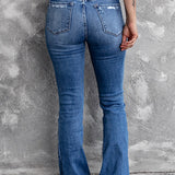 Blue Distressed Hippie Flare Jeans