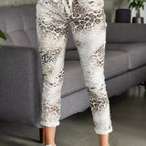 Cheetah Print Drawstring Waist Joggers