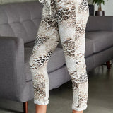 Cheetah Print Drawstring Waist Joggers