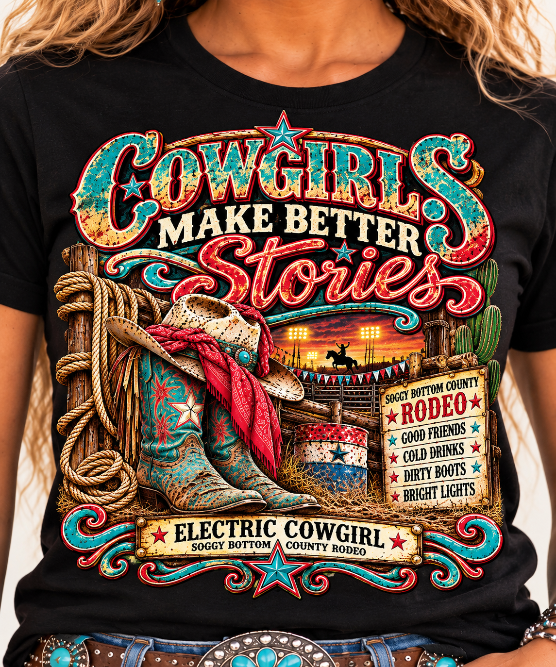 Electric Cowgirl — Cowgirls Make Better Stories Graphic Tee