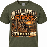In The Sticks — What Happens in the Sticks Graphic Tee