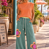 Orange Solid Color High Neck Cap Sleeve Loose Top