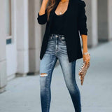 Dark Blue Slit High Waist Jeans