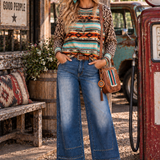 Leopard Western Aztec Patchwork Top