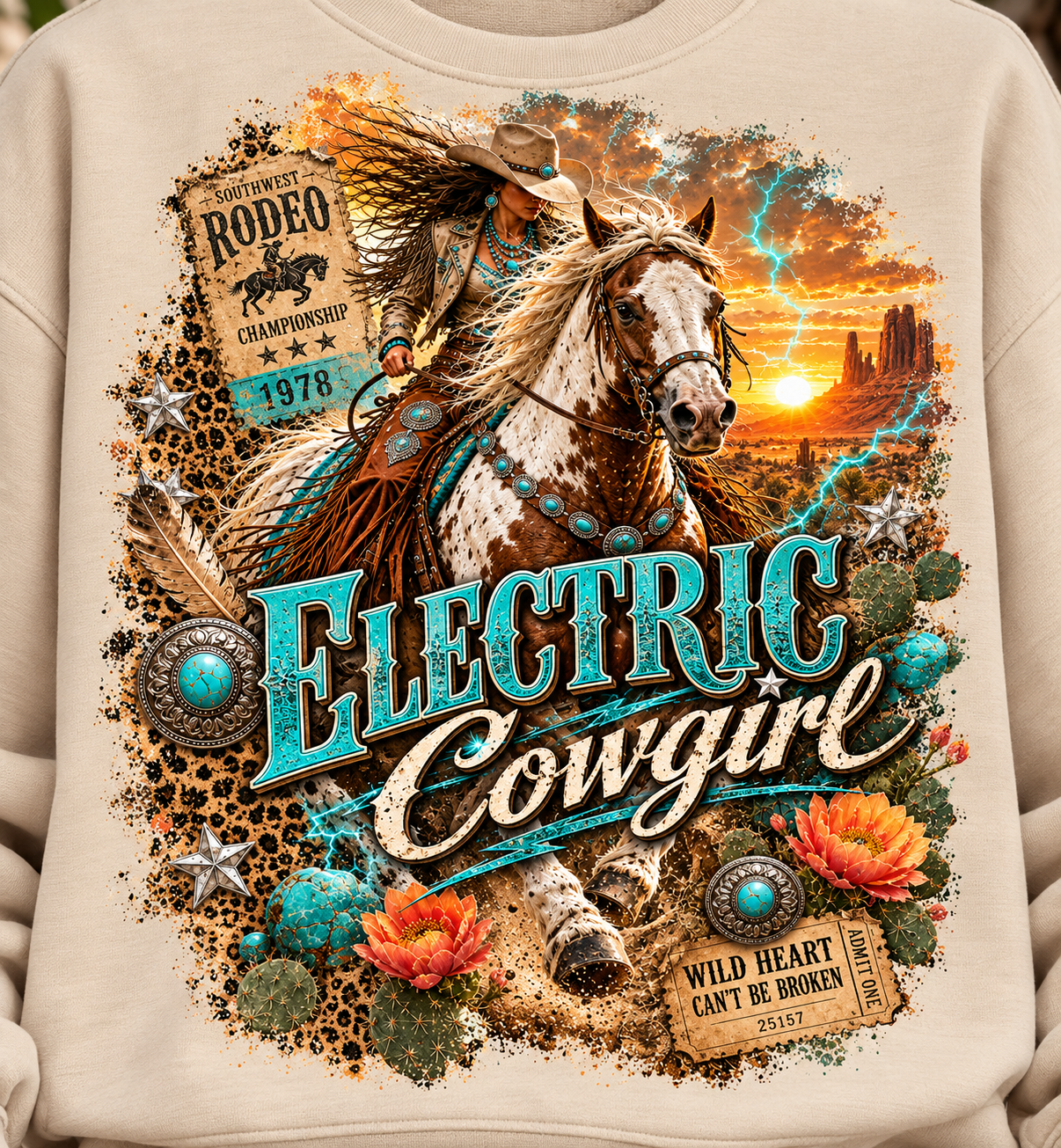 Electric Cowgirl — Wild Heart Graphic Sweatshirt