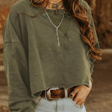 Green Drop Shoulder Cropped Sweatshirt