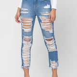 Cello High Rise Distressed Straight Jeans