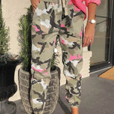Elastic Waist Neon Camo Joggers