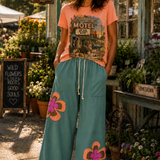 Wildflower Patchwork Wide Leg Pants — Sea Green