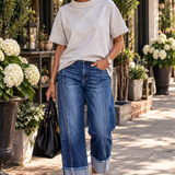 Light Grey Exposed Seam Mock Neck Tee