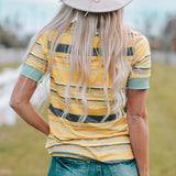 Multicolor Stripes Crew Neck T Shirt