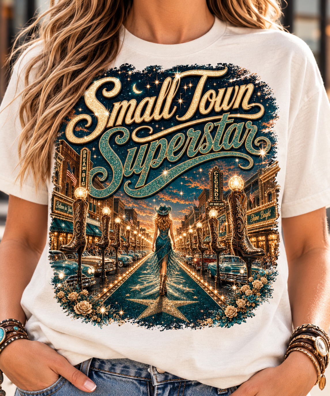 Electric Cowgirl — Small Town Superstar Graphic Tee