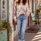 Beige Stain Washed Tie Dye Sweater