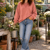 Drop Shoulder Sweatshirt with Kangaroo Pocket